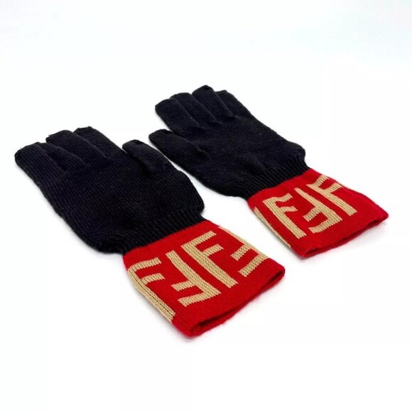 UNUSED FENDI Zucca Glove Glove wool Brown x Red - Picture 4 of 9